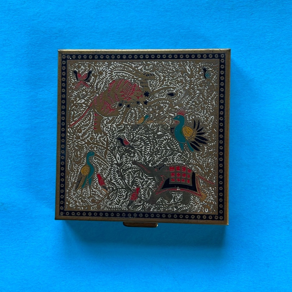 Vintage Volupte Enameled Brass Powder Compact